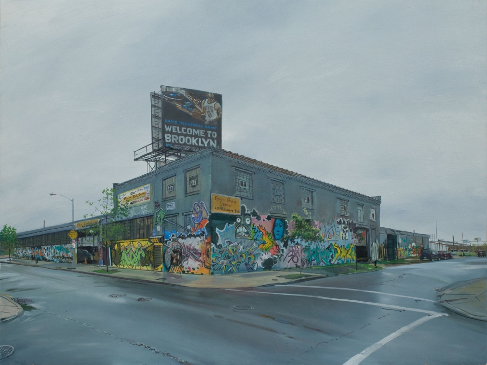 Andrew Lenaghan, McGuinness Blvd/Clay Street, 2011. Oil on panel, 24 x 32 inches.