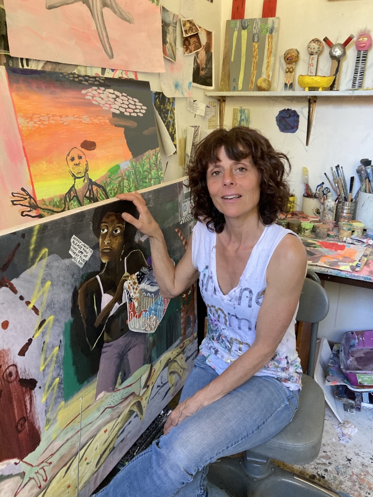 Cate White in her studio in Mendocino, CA, 2021.