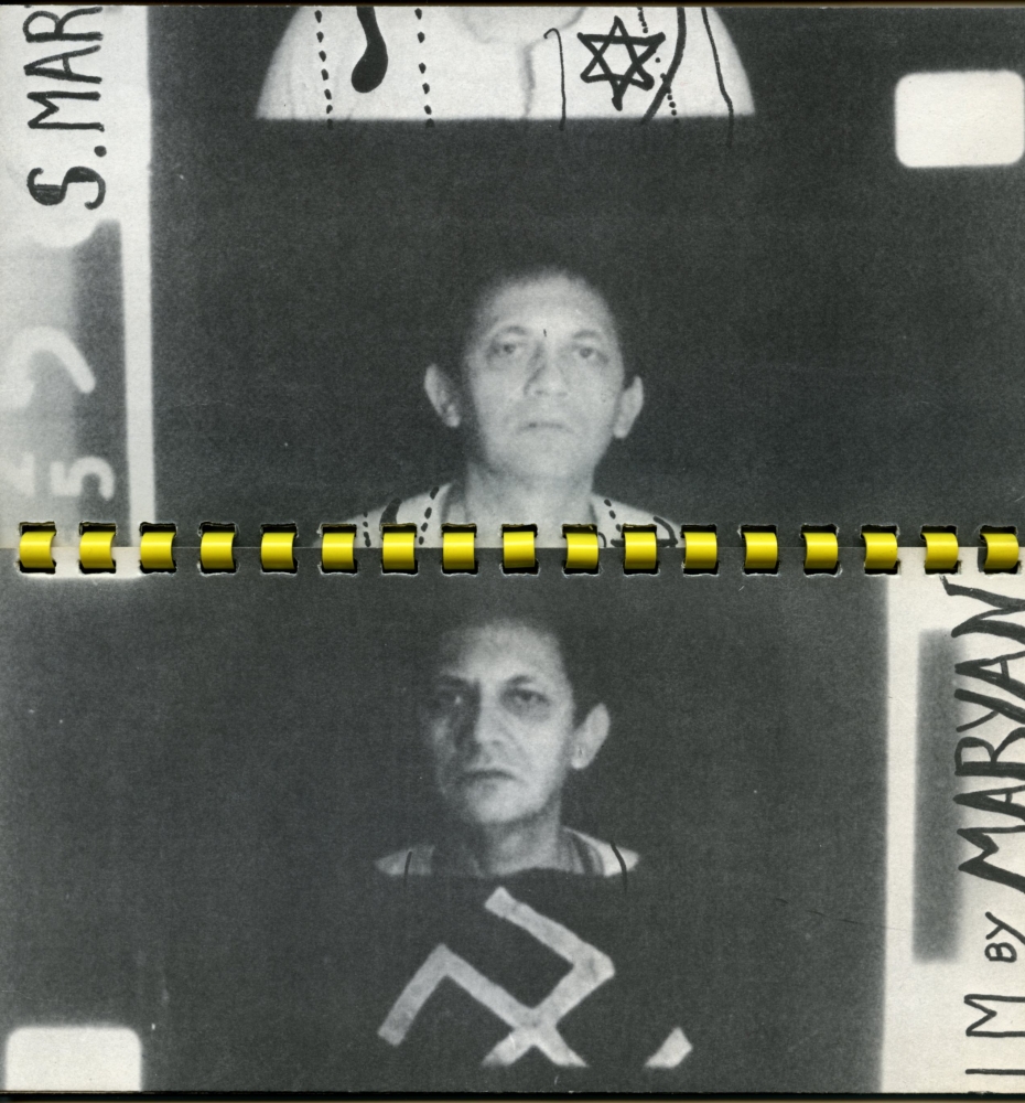 Spread from a pamphlet published by Maryan, with stills from his 1975 film Ecce Homo.