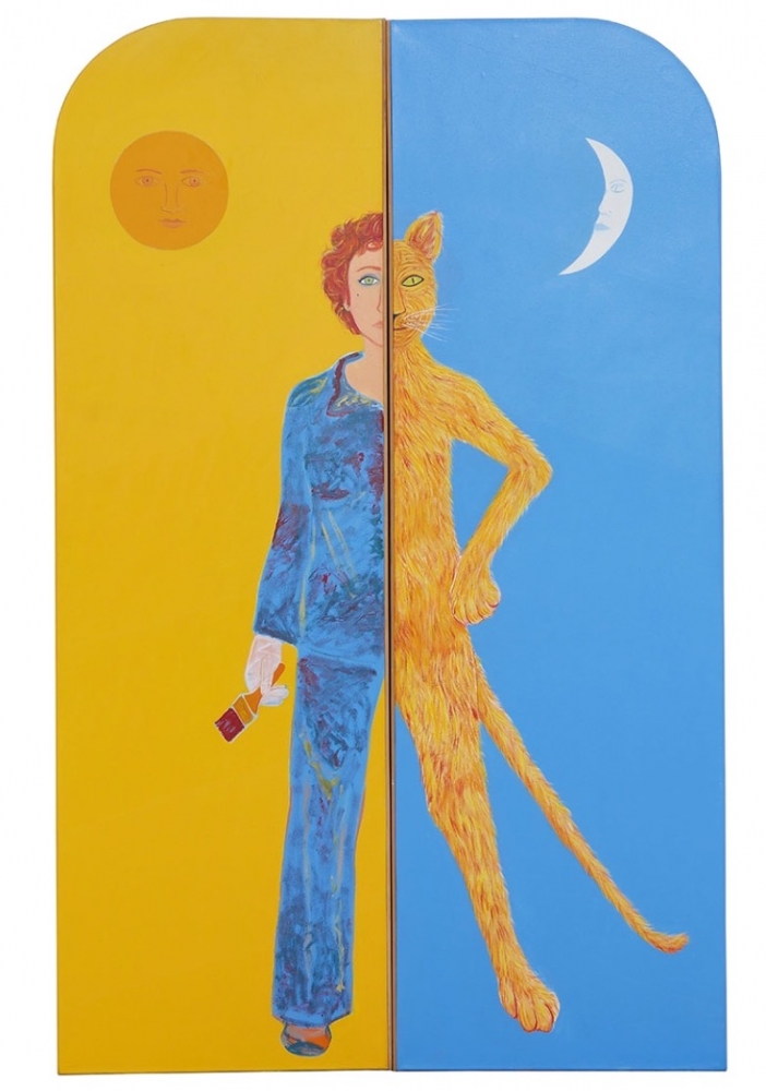 Joan Brown, Harmony, 1982. Enamel on canvas, 96 x 60 inches., &nbsp;