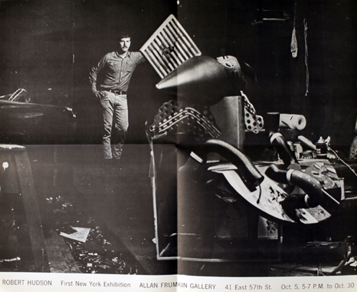 Robert Hudson in the studio, c. 1965, from a poster for his first New York solo exhibition in October, 1965., Image courtesy the George Adams Gallery Archives.