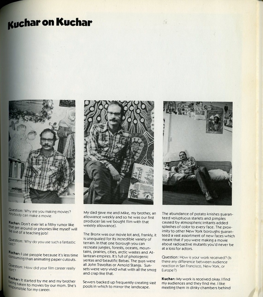 &nbsp;&ldquo;Kuchar on Kuchar,&rdquo; a profile on film faculty member George Kuchar from the 1979-81 SFAI Collage Catalog., Image courtesy the George Adams Gallery Archives. Photos: Nancy Fink.
