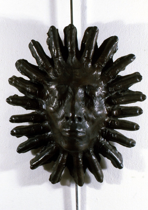 Marisol, Sun Mask, 1980. Bronze, 13 x 11 inches., &nbsp;