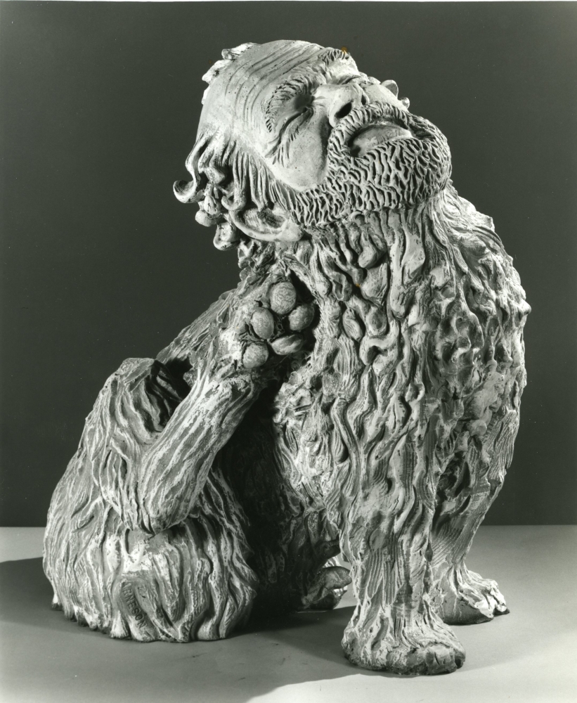 Robert Arneson, Old Bob with Itch, 1982. Bronze, 30 x 17 x 30 inches., &nbsp;