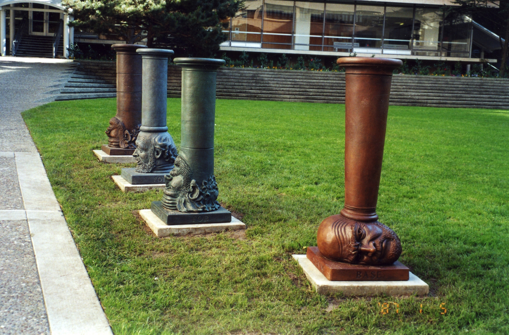 A set of the bronzes installed at the University of California, San Francisco, Parnassus Campus, Saunders Courtyard.