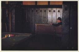 Exhibition announcement picturing Arthur Leipzig, 'Subway Crew Room, Stillwell Avenue Terminus, 1953' 1992
