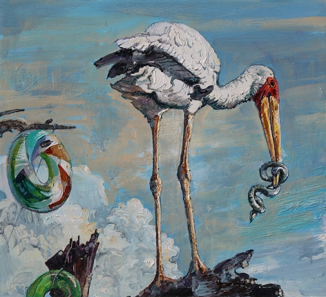 Amer Kobaslija, Stork with Snake, 2017