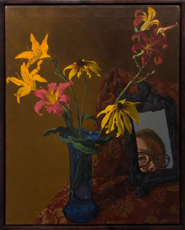 Jack Beal, Self-Portrait with Rudbeckias and Day Lilies 1988