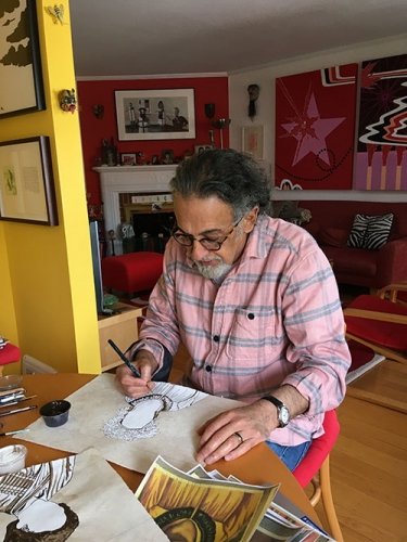 Enrique Chagoya working at home. Photo: Kara Maria.