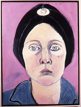 Joan Brown, Untitled (Self-Portrait in Turban with Eskimo Dog Pin), 1972.