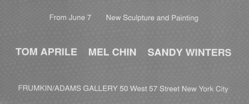 Tom April, Mel Chin and Sandy WInters 1990 exhibition announcement