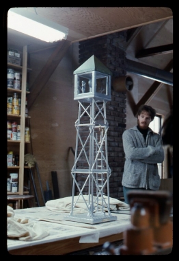 Curator Patterson Sims in the studio of H.C. Westermann 1977