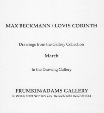 Max Beckmann & Lovis Corinth 1992 exhibition announcement
