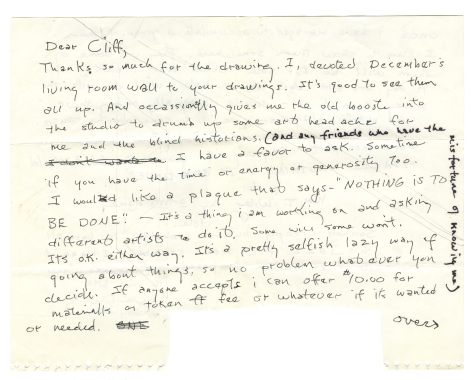 Letter from William T. Wiley to H. C. Westermann c. 1966